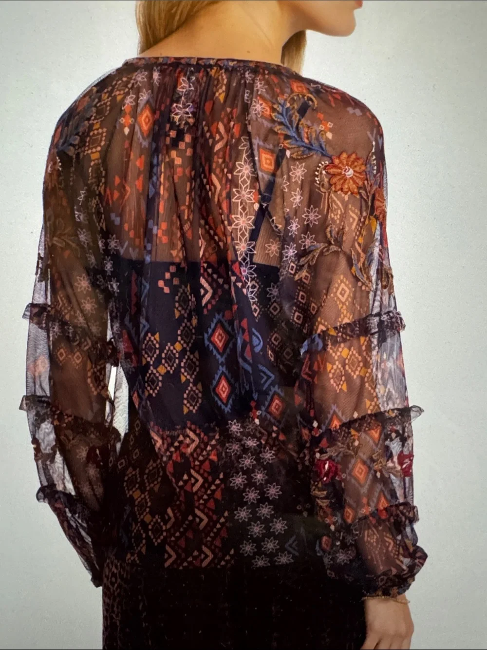 Johnny Was Sapphire Floral Blouse - Picture 4 of 4